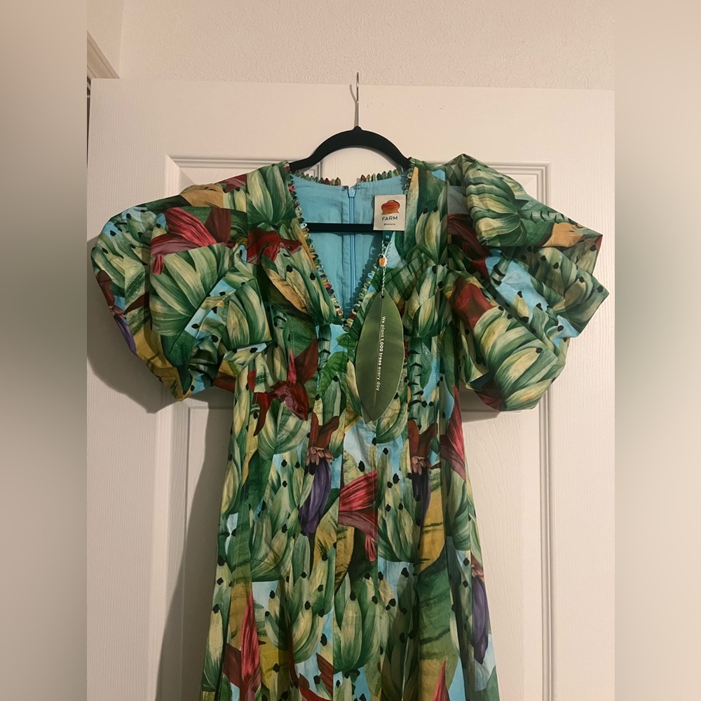 Farm Rio Blue Banana Pingo Midi Dress (SOLD OUT) - Picture 3 of 12